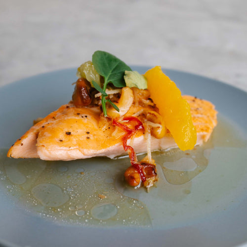 Roast Salmon Citrus and Coconut-Chile Crunch